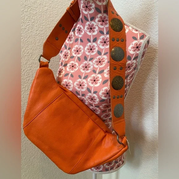 FREE PEOPLE NEW Orange Leather Women's Bag - Picture 2 of 5